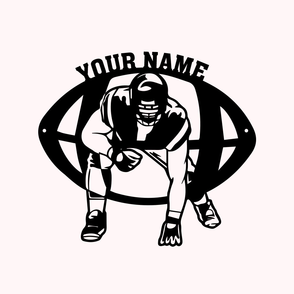 Personalized Football Player Metal Wall Art
