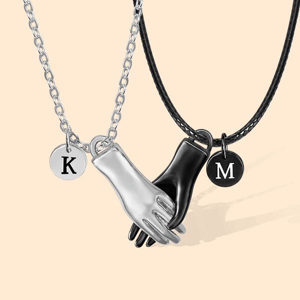 Custom Best Friends Couple Hand in Hand Magnetic Necklace
