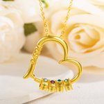 Gepersonaliseerde Geboortesteen Ketting met Hart Hanger & Naam Bedels voor Mama