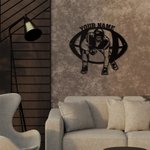 Panneau Personnalisé avec Nom Motif Joueur de Rugby Décoration Murale Art Métal Cadeau d'Anniversaire pour Amoureux du Rugby