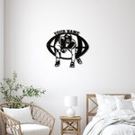 Panneau Personnalisé avec Nom Motif Joueur de Rugby Décoration Murale Art Métal Cadeau d'Anniversaire pour Amoureux du Rugby