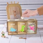 Personalised Child’s Bank Give Save Spend Bank Wood Piggy Bank Nursery Décor Baby Shower Gift