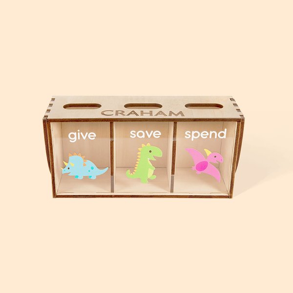 Banca per bambini personalizzata Dare Risparmiare Spendere Banca Legno Salvadanaio Decorazione Vivaio Regalo Baby Shower