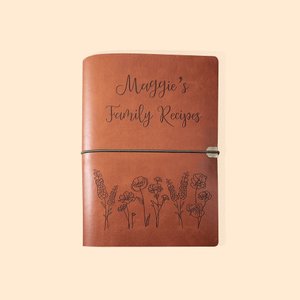 Henkilökohtainen Binder Resepti Notebook Nahka Floral Journal Elastinen nauha ja paperit Äitienpäivä Syntymäpäivä lahja naiselle