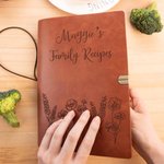 Ricettario in pelle personalizzato con fiori Regalo personalizzato per la festa della mamma