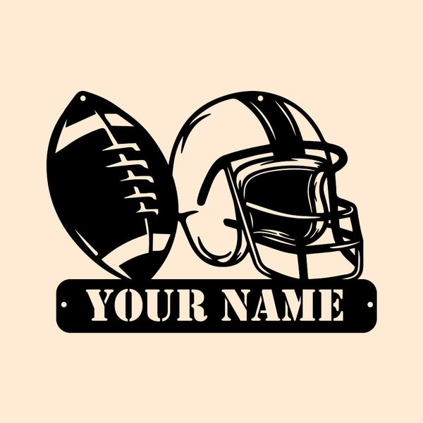 Personalized Football & Caps Metal Decor Gift for Football Player