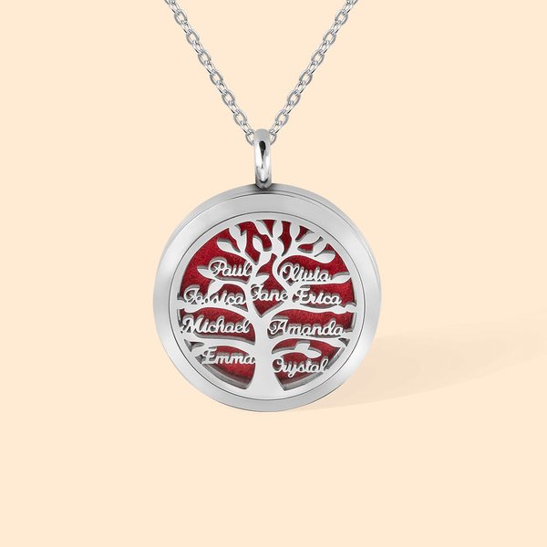 Family Tree Name Essential Oil Diffuser Necklace