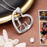 Personalizada Voleibol Corazón Circón Cúbico Collar con Nombre Número Joyería Inspiracional Cumpleaños Punto Juego Regalo para Jugador de Voleibol Entusiasta