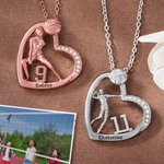 Personalizada Voleibol Corazón Circón Cúbico Collar con Nombre Número Joyería Inspiracional Cumpleaños Punto Juego Regalo para Jugador de Voleibol Entusiasta