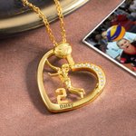 Personalizada Voleibol Corazón Circón Cúbico Collar con Nombre Número Joyería Inspiracional Cumpleaños Punto Juego Regalo para Jugador de Voleibol Entusiasta