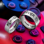 Bague Personnalisée avec Nom Bague Seule Couple Gravure Player1 Player2 avec Police de Pixel Cadeau pour Couple