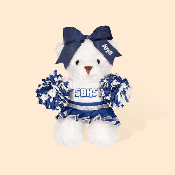 Personalisierte Glitter Bow Schule Cheerleader gefüllte Bär mit Text und Pompom Cheer Zubehör Geburtstag Geschenk für Frauen