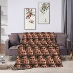 Personalised Face Photo Fleece Blanket Funny Avatar Home Decoration Birthday Gift for Family Friend