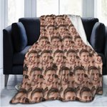 Personalised Face Photo Fleece Blanket Funny Avatar Home Decoration Birthday Gift for Family Friend