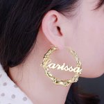 Name Bamboo Hoop-Ohrringe