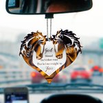 Ornement  Acrylique Personnalisé de Cheval Couple en Forme de Cœur Cadeau de St-Valentin et Anniversaire