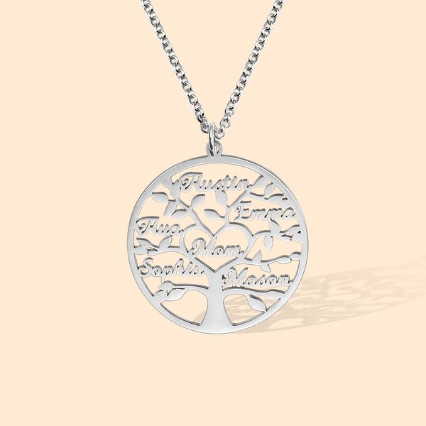 Personalizado grabado 1-9 Nombres Árbol de la Familia Collar Regalo para Mamá Abuela Día de la Madre Cumpleaños Día de Acción de Gracias