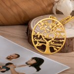 Personalised Engraved 1-9 Names Family Tree Necklace Gift for Mom Grandma Mother's Day Birthday Thanksgiving Day