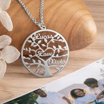 Personalised Engraved 1-9 Names Family Tree Necklace Gift for Mom Grandma Mother's Day Birthday Thanksgiving Day