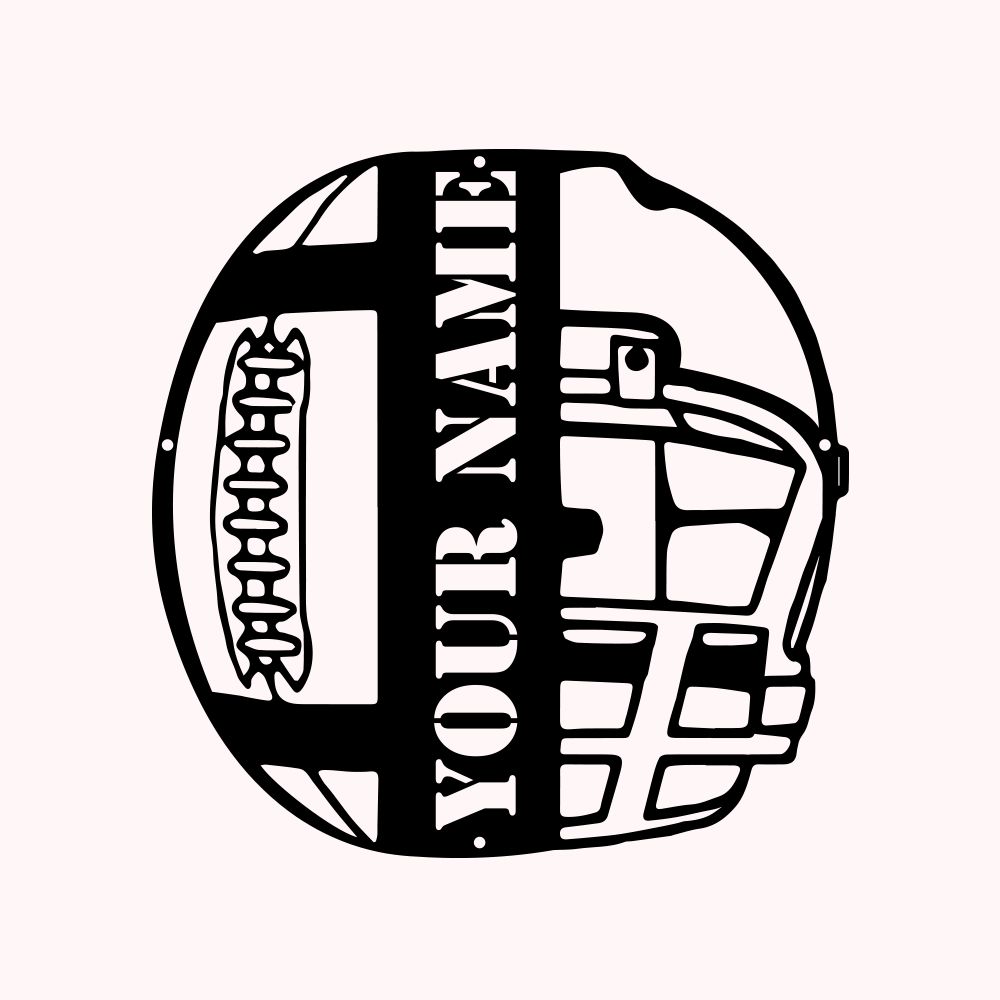 Benutzerdefiniertes Wandkunst-Schild-Dekor in Form von Fußball-Kappe, personalisierter Name, Wandkunst Dekoration aus Metall