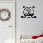 Panneau en Métal de Golf avec Nom Art Mural Personnalisé Cadeau d'Anniversaire Fête des Pères Pour les Amateurs de Golf Famille