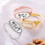 Personalizzato 1-4 inciso conchiglia agata nera nascita fiori anello ovale compleanno festa della mamma regalo per lei