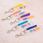 Porte-Clés Personnalisé avec Nom Étiquette en Acrylique Accessoire de Sac Bagage Cadeau pour Femme Homme Ami
