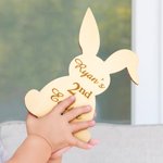 Plaque en Bois Décoration Personnalisée avec Nom Panneau en Forme de Lapin Cadeau de Pâques pour Enfant Bébé