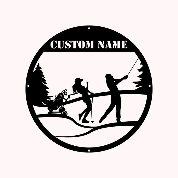 Personalisierte Paar Golfing Metall Zeichen