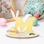 Présentoir Œuf de Pâques Personnalisé avec Initiale et Nom Décoration en Forme d'Oreille Lapin Cadeau de Pâques pour Famille Enfant