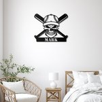 Cráneo de béisbol personalizado de pared Arte Decoración Signo de metal