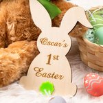 Plaque en Bois Décoration Personnalisée avec Nom Panneau en Forme de Lapin Cadeau de Pâques pour Enfant Bébé