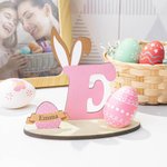 Présentoir Œuf de Pâques Personnalisé avec Initiale et Nom Décoration en Forme d'Oreille Lapin Cadeau de Pâques pour Famille Enfant