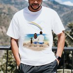 T-shirt Commémoratif Personnalisé avec Vue de Dos d'un Animal de Compagnie et d'un Couple Cadeau d'Anniversaire St Valentin pour Couple