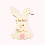 Plaque en Bois Décoration Personnalisée avec Nom Panneau en Forme de Lapin Cadeau de Pâques pour Enfant Bébé
