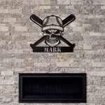 Cráneo de béisbol personalizado de pared Arte Decoración Signo de metal