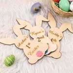 Plaque en Bois Décoration Personnalisée avec Nom Panneau en Forme de Lapin Cadeau de Pâques pour Enfant Bébé