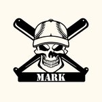 Cráneo de béisbol personalizado de pared Arte Decoración Signo de metal