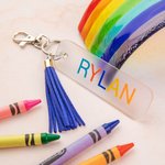 Porte-Clés Personnalisé avec Nom Étiquette en Acrylique Accessoire de Sac Bagage Cadeau pour Femme Homme Ami