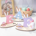 Présentoir Œuf de Pâques Personnalisé avec Initiale et Nom Décoration en Forme d'Oreille Lapin Cadeau de Pâques pour Famille Enfant