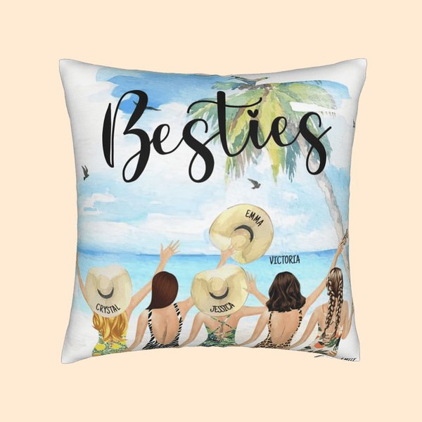 Personalizzato Besties' Back Beach Holiday Style Cuscino da lancio