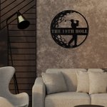 Personalised Man Golfer Name Sign Decoration For Room Metal Wall Art