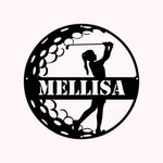 Plaque en Métal Personnalisée avec Nom Style Femme Golf Art Mural Décoration de Salon Chambre Cadeau pour Femme
