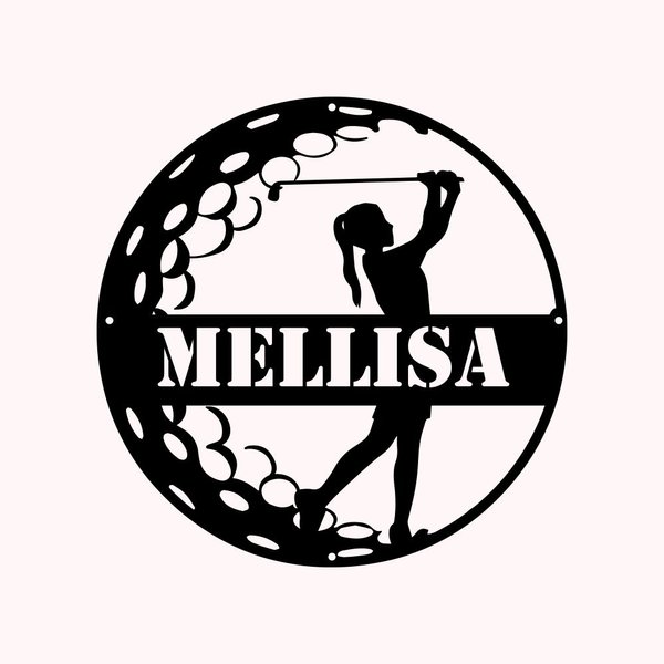 Personalized Woman Golfer Name Sign Decoration For Room Metal Wall Art