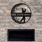 Personalised Man Golfer Name Sign Decoration For Room Metal Wall Art