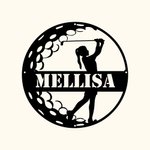 Personalizada Mujer Nombre Golfista Signo Decoración Para Habitación Metal Wall Art