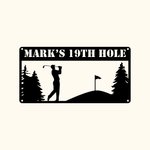 Personalizado Hombre Golfista Rectángulo Nombre Signo Decoración Para Habitación Metal Wall Art