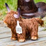 Highland Cow Stuffed Animal with Personalised Ear Tag Plush Toy
