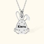 Collier Personnalisé avec Nom Gravé Pendentif en Forme d'Œuf Lapin Cadeau Anniversaire Pâques pour Enfant