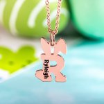 Collier Gravé Initiale en Lapin Collier Personnalisé avec Nom Cadeau Anniversaire Pâques pour Enfant Ami Famille